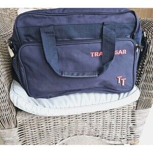 Trafalgar TT Vintage Blue Messenger Travel Carry On Bag Embroidered Soft Side